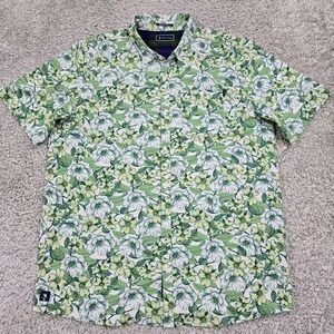 William Murray Mens Floral Button Down Shirt Size XL Green Golf Resort Tropical